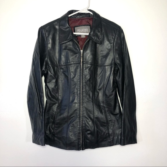⭐️ Vintage Wilsons Leather Classic Black Fitted Jacket Size: MEDIUM - Picture 2 of 13